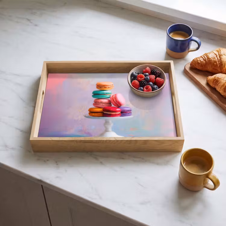 Macarons - Schaal - Pastel - Kleurrijk Dienblad Rechthoek middel -sfeer2