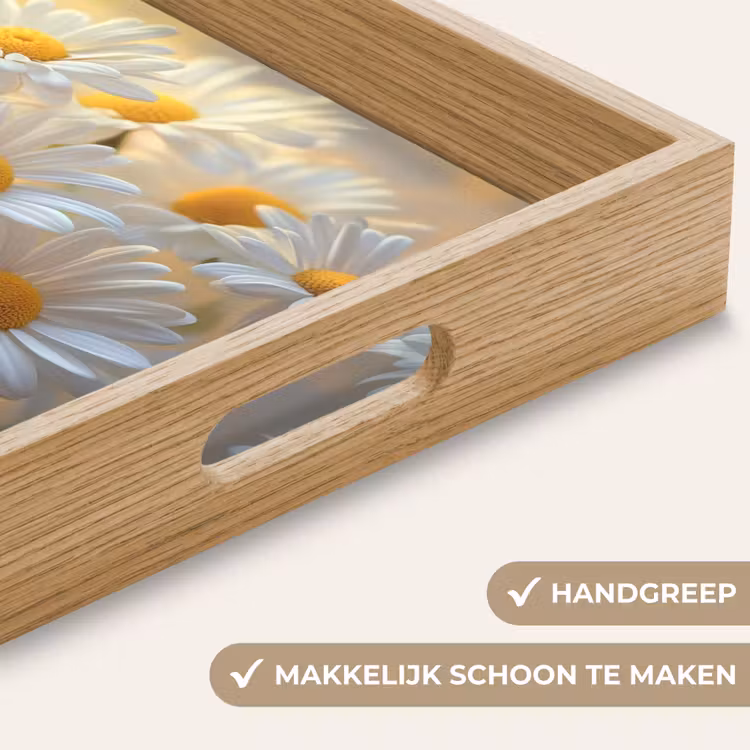 Madeliefjes - Wit - Zonlicht Dienblad Rechthoek middel -USP_HandgreepNL