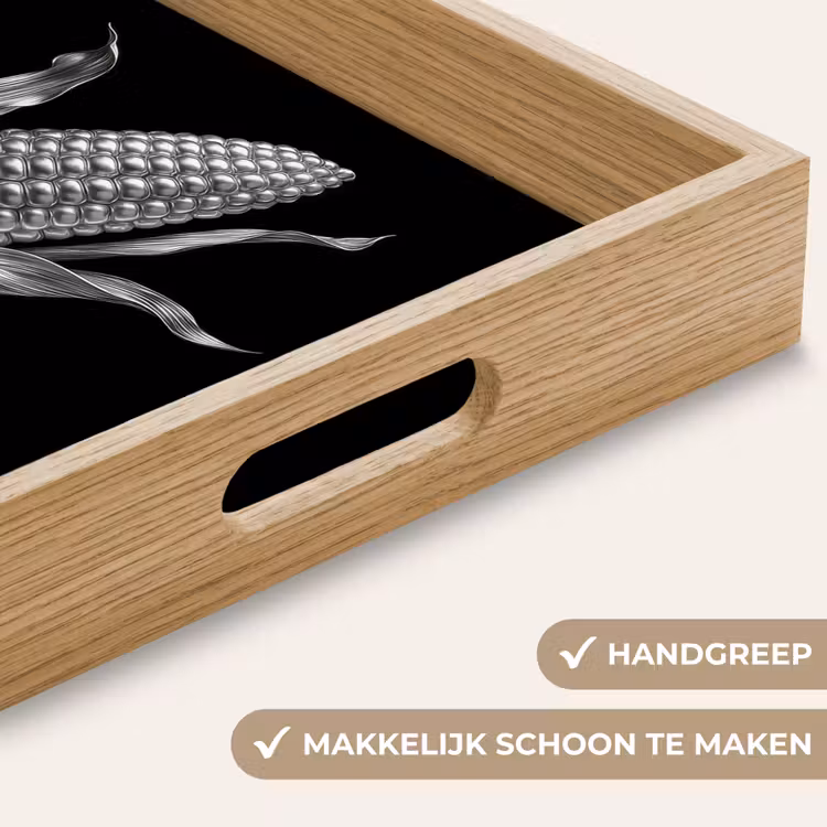 Maïskolf - Glanzend metaal - Elegant Dienblad Rechthoek middel -USP_HandgreepNL