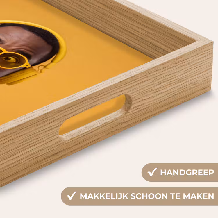 Man - Bubblegum - Portret - Geel - Modern Dienblad Rechthoek middel -USP_HandgreepNL