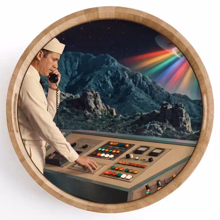 Dienblad - Man - Controlekamer - Strand - Man - Controlekamer - Strand Dienblad Rond middel