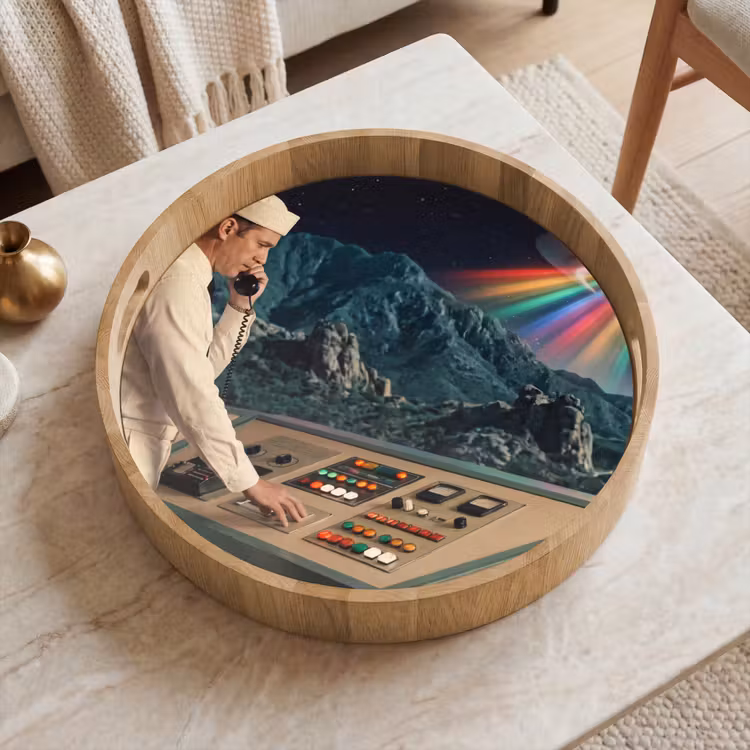 Dienblad - Man - Controlekamer - Strand - Man - Controlekamer - Strand Dienblad Rond middel