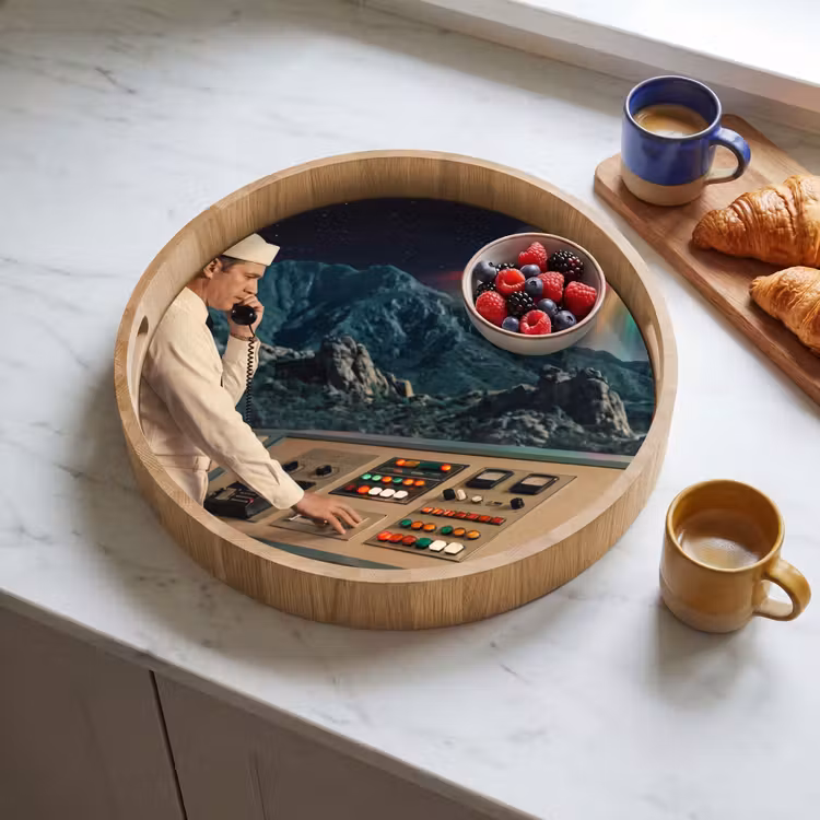 Dienblad - Man - Controlekamer - Strand - Man - Controlekamer - Strand Dienblad Rond middel
