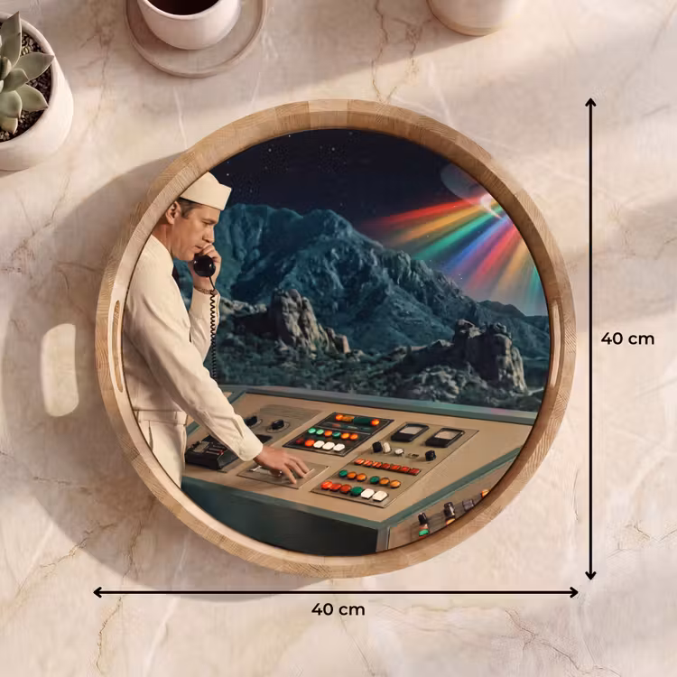 Dienblad - Man - Controlekamer - Strand - Man - Controlekamer - Strand Dienblad Rond middel