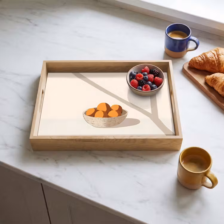 Mand - Fruit - Minimalistisch - Oranje Dienblad Rechthoek middel -sfeer2