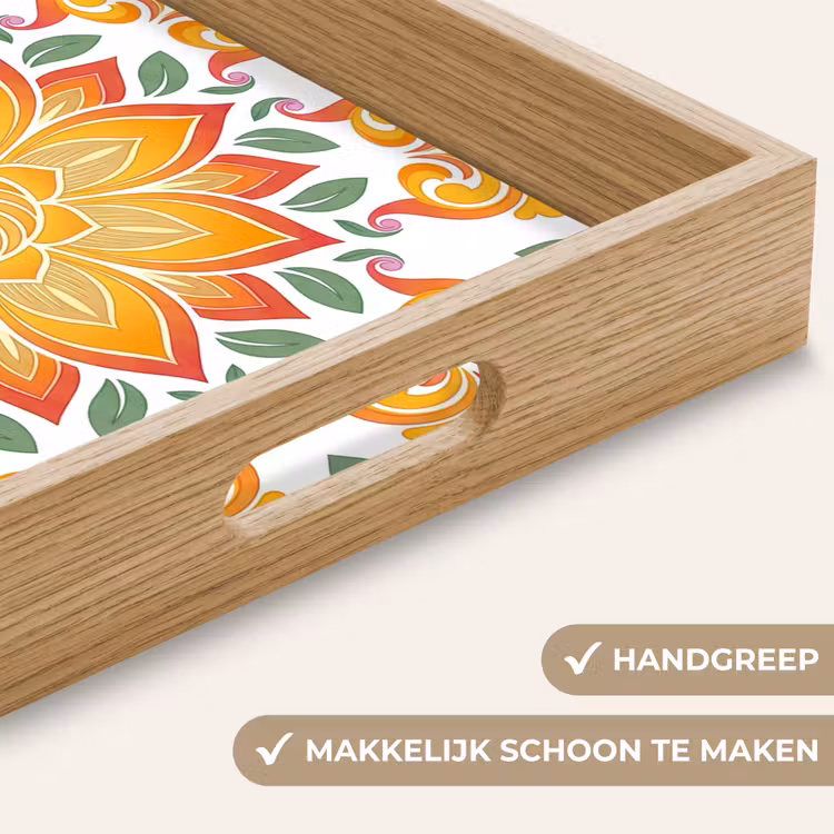 Mandala - Bloemen - Decoratie - Kleurrijk - Abstract Dienblad Rechthoek middel -USP_HandgreepNL
