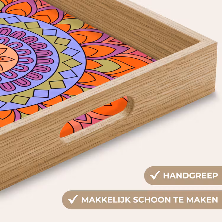 Mandala - Cirkel - Abstract - Kleurrijk - Patroon Dienblad Rechthoek middel -USP_HandgreepNL