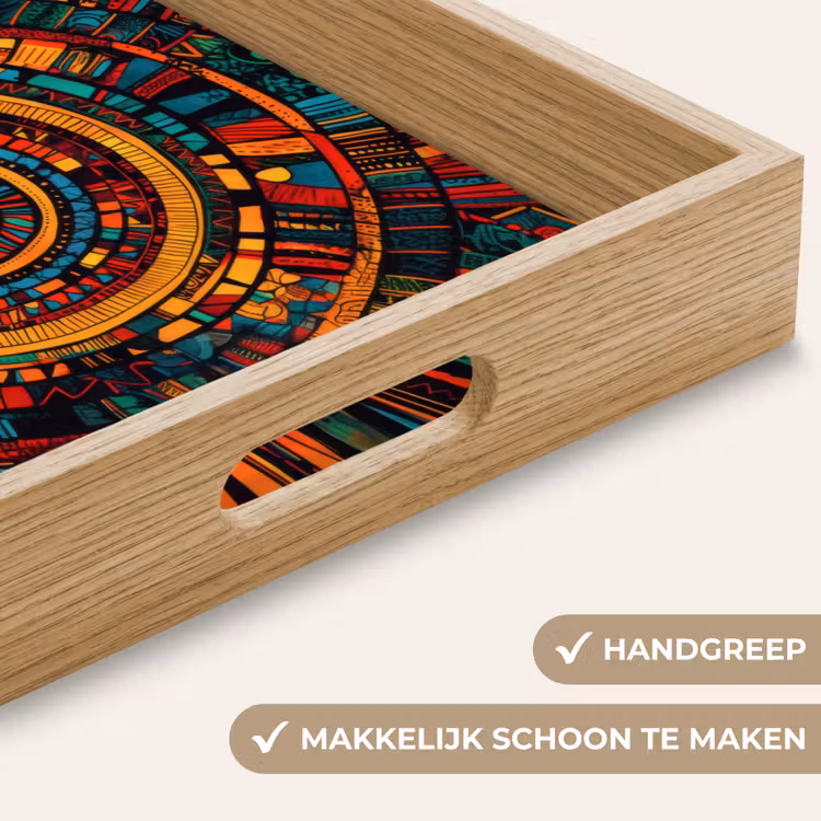 Mandala - Cirkels - Patronen Dienblad Rechthoek middel -USP_HandgreepNL
