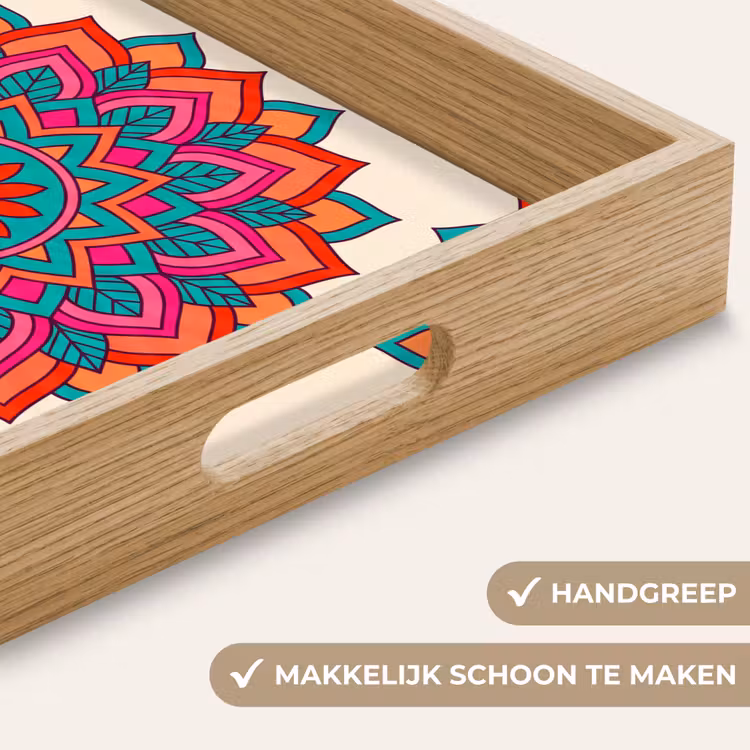 Mandala - Patroon - Abstract - Kleurrijk - Modern Dienblad Rechthoek middel -USP_HandgreepNL