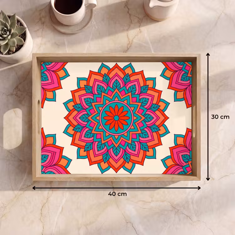 Mandala - Patroon - Abstract - Kleurrijk - Modern Dienblad Rechthoek middel -USP_Formaat
