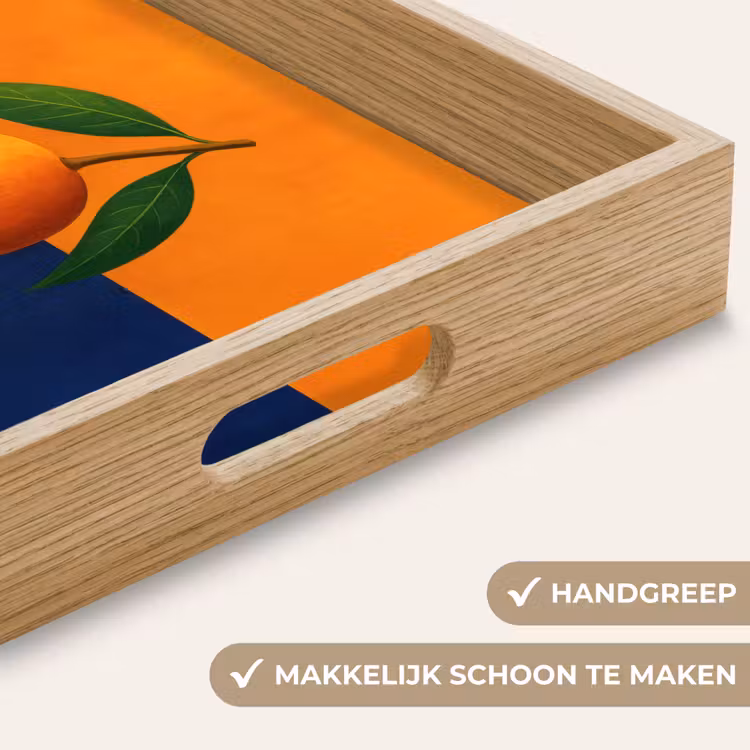 Mango - Vlakken - Bladeren - Oranje Dienblad Rechthoek middel -USP_HandgreepNL