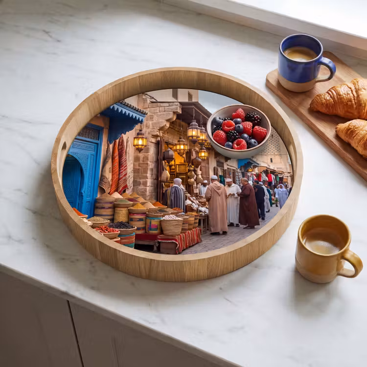 Dienblad - Markt - Oosters - Kleurrijk - Markt - Oosters - Kleurrijk Dienblad Rond middel