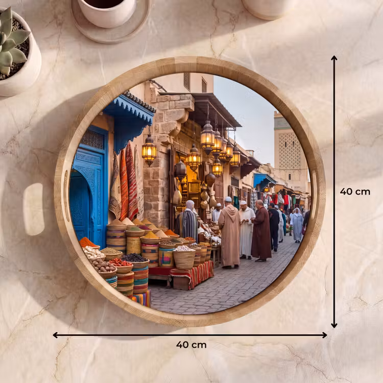 Dienblad - Markt - Oosters - Kleurrijk - Markt - Oosters - Kleurrijk Dienblad Rond middel