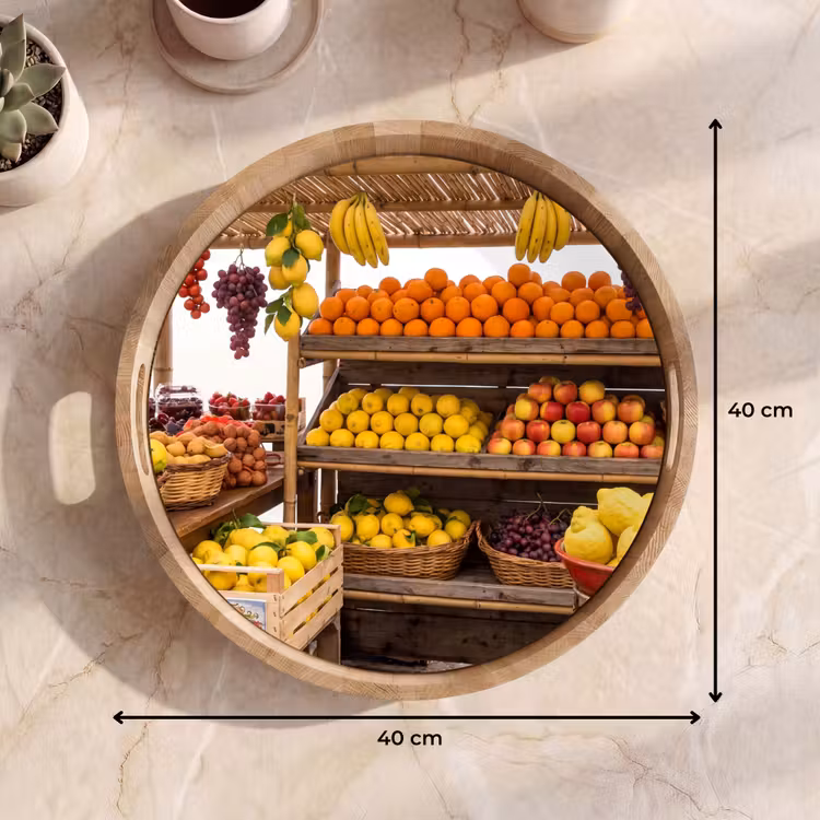 Dienblad - Marktkraam - Fruit - Vers - Marktkraam - Fruit - Vers Dienblad Rond middel