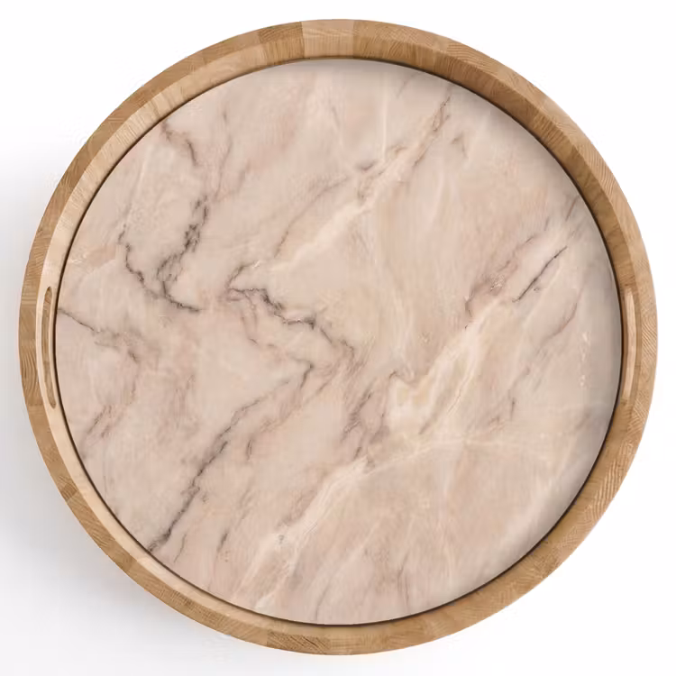 Marmer - Patroon - Abstract - Modern - Beige Dienblad Rond middel -z3d_shopping
