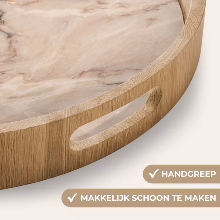 Marmer - Patroon - Abstract - Modern - Beige Dienblad Rond middel -USP_HandgreepNL