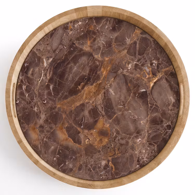 Marmer - Patroon - Natuur - Bruin - Goud Dienblad Rond middel -z3d_shopping
