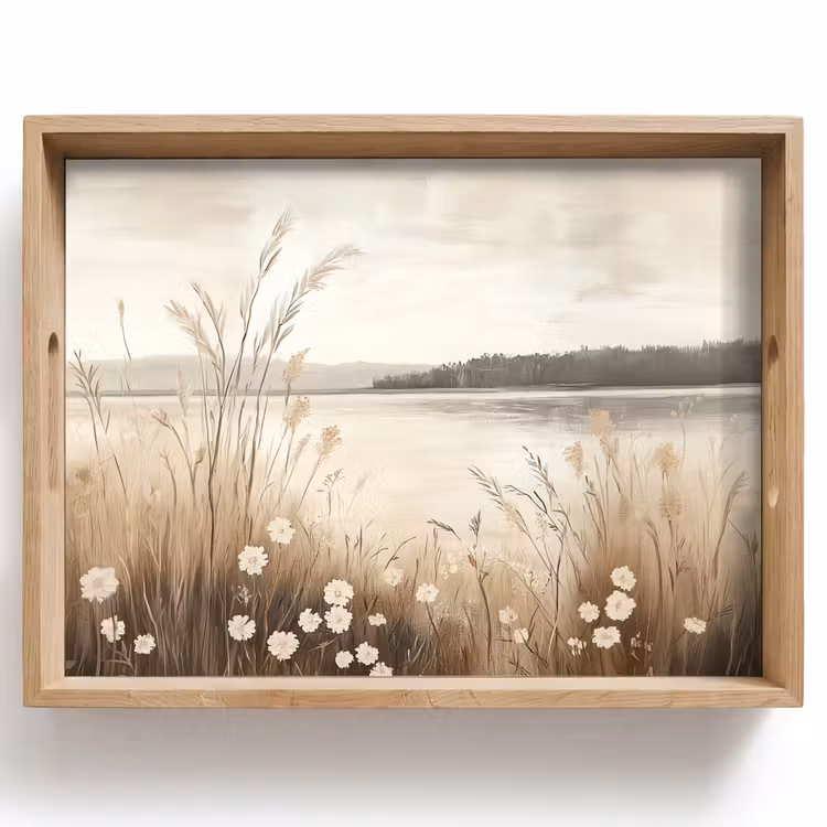 Meer - Water - Natuur - Beige Dienblad Rechthoek middel -z3d_shopping
