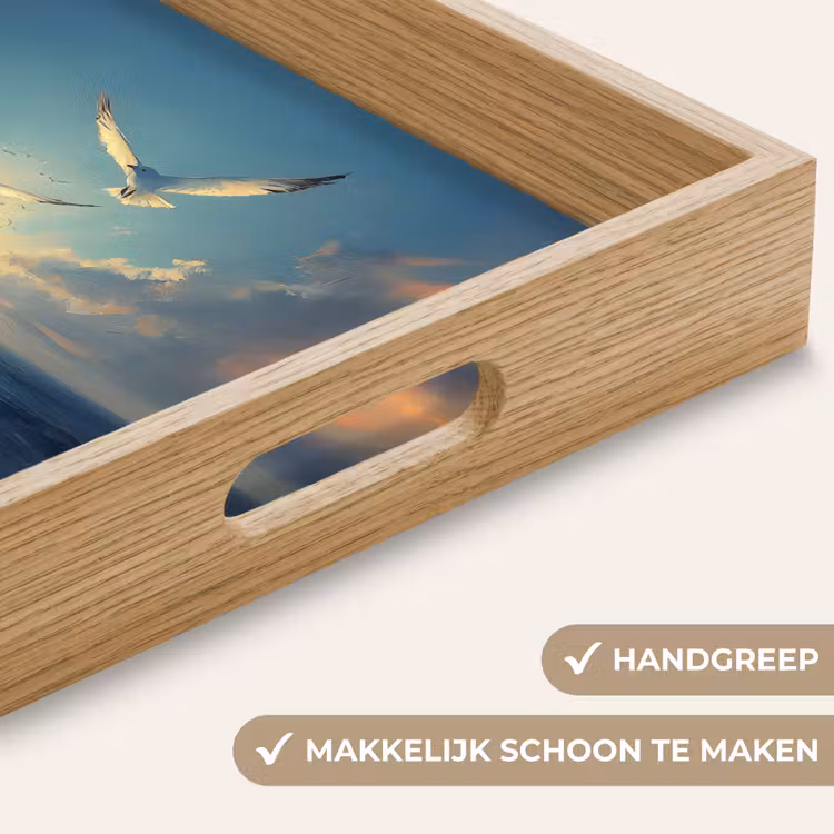 Meeuwen - Zee - Wolken -Blauw Dienblad Rechthoek middel -USP_HandgreepNL