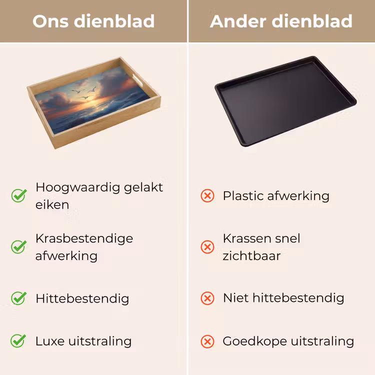 Meeuwen - Zonsondergang - Zee - Wolken Dienblad Rechthoek middel -USP_VergelijkingNL