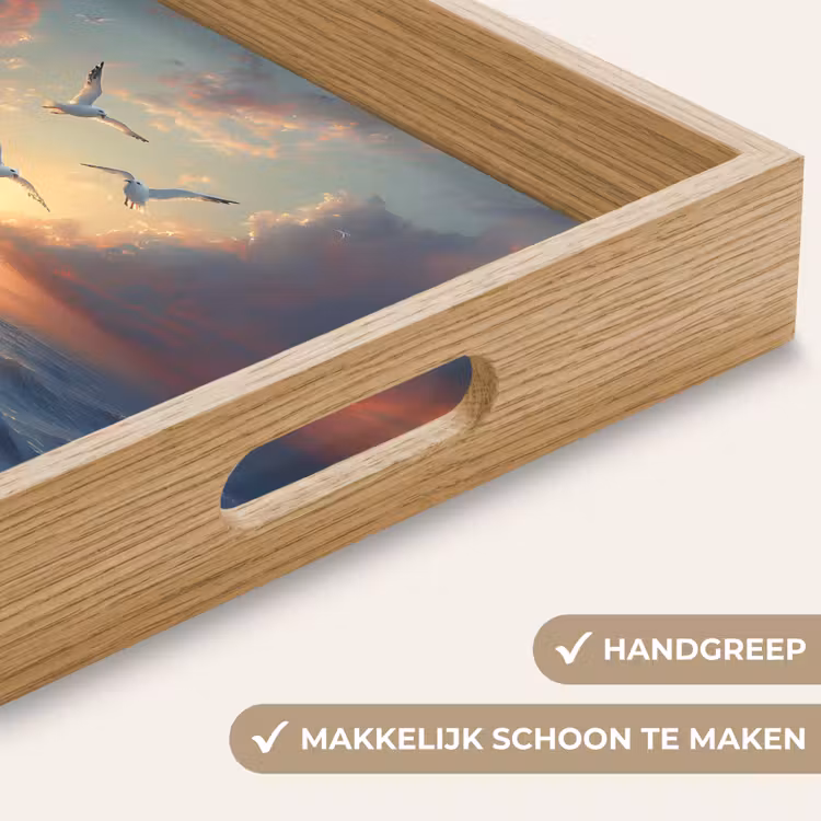 Meeuwen - Zonsondergang - Zee - Wolken Dienblad Rechthoek middel -USP_HandgreepNL
