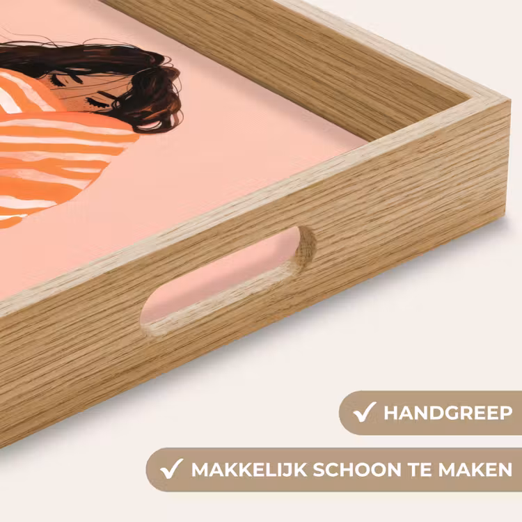 Meisje - Deken - Gestreept - Oranje Dienblad Rechthoek middel -USP_HandgreepNL