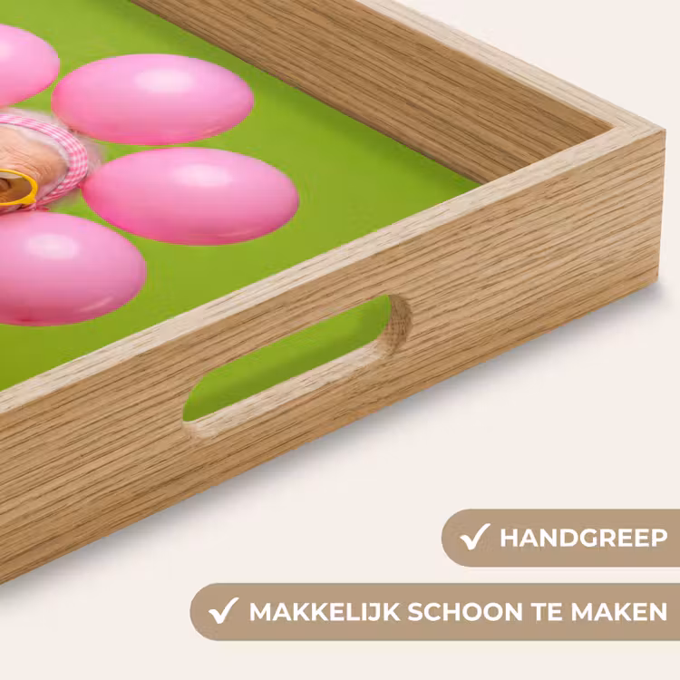 Mens - Ballonnen - Feest - Kleurrijk - Roze Dienblad Rechthoek middel -USP_HandgreepNL
