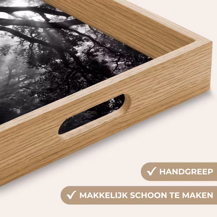 Mens - Hond - Natuur - Zwart-wit - Silhouet Dienblad Rechthoek middel -USP_HandgreepNL