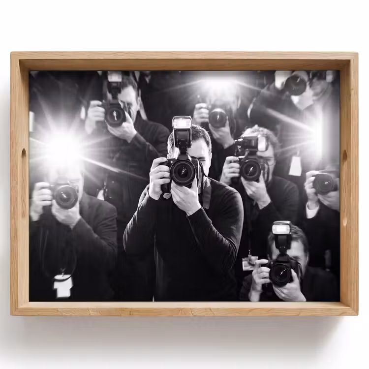Mensen - Camera - Flitslicht - Zwart-wit - Media Dienblad Rechthoek middel -z3d_shopping