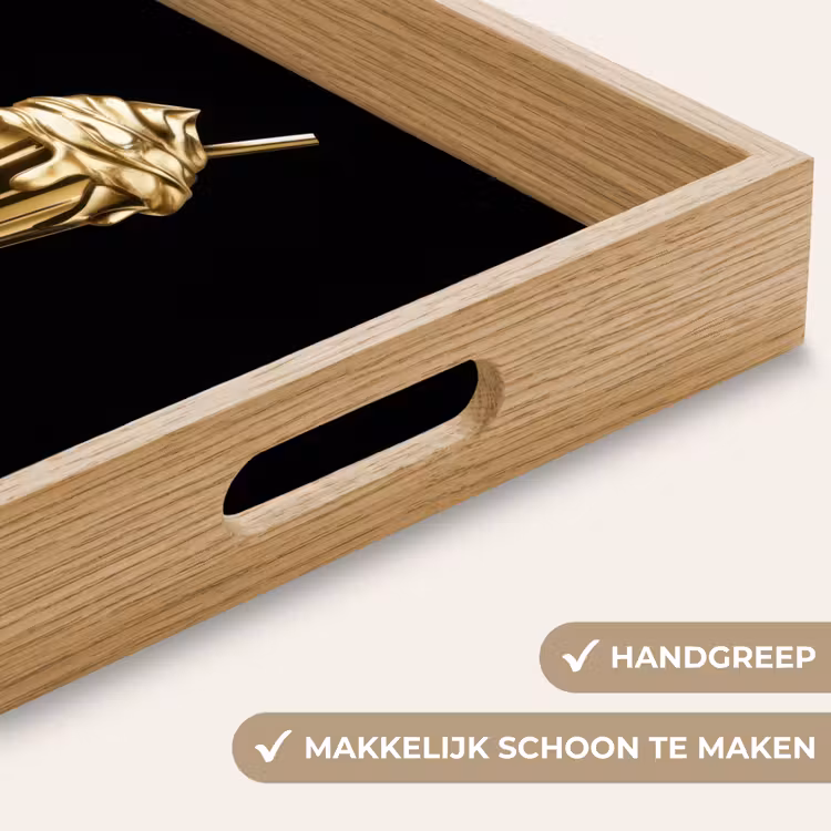 Milkshake - Goud - Drinken - Zwart Dienblad Rechthoek middel -USP_HandgreepNL