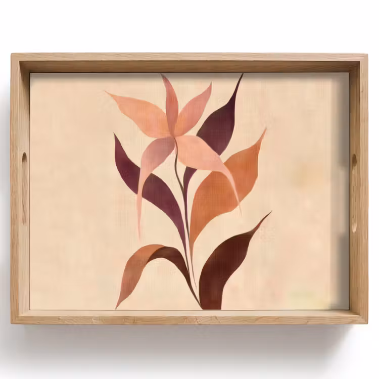 Minimalistisch - Bloem - Bladeren - Beige Dienblad Rechthoek middel -z3d_shopping