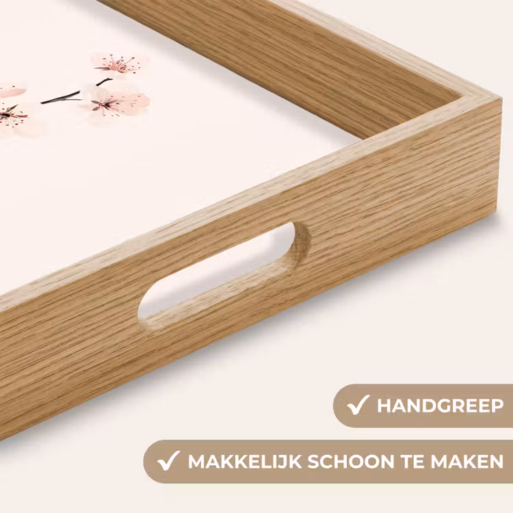 Minimalistisch - Bloesem - Tak - Roze Dienblad Rechthoek middel -USP_HandgreepNL
