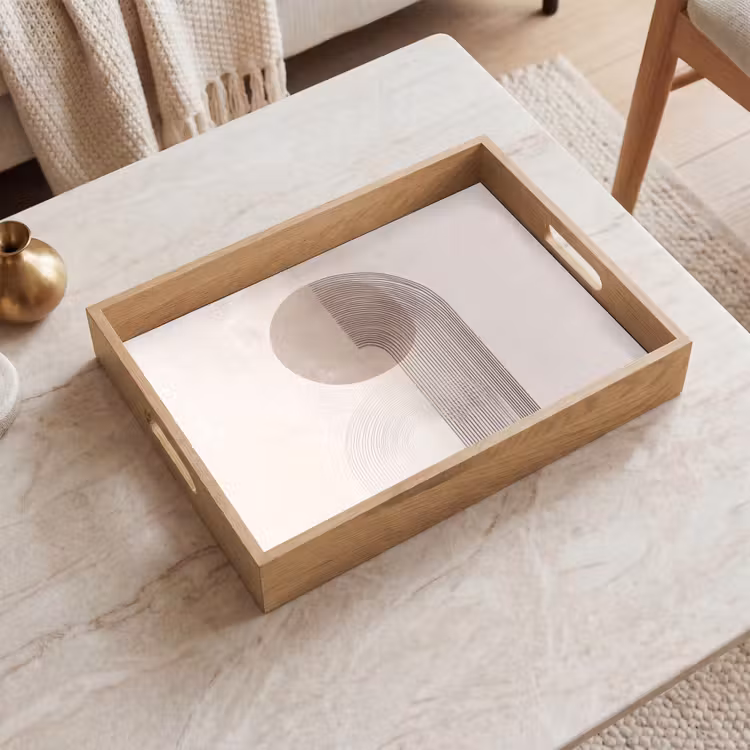 Minimalistisch - Cirkel - Lichtgrijs Dienblad Rechthoek middel -sfeer1