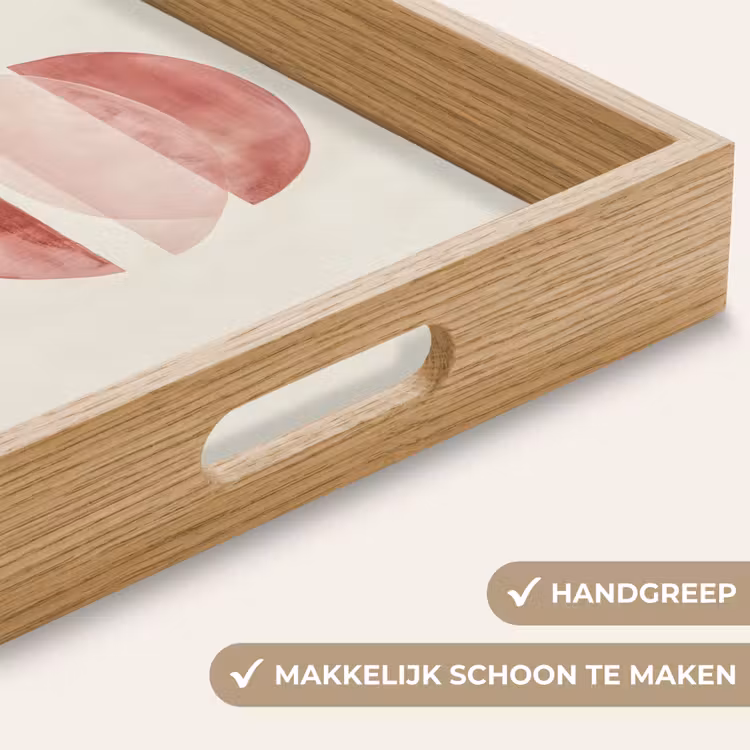 Minimalistisch - Cirkels - Roze Dienblad Rechthoek middel -USP_HandgreepNL