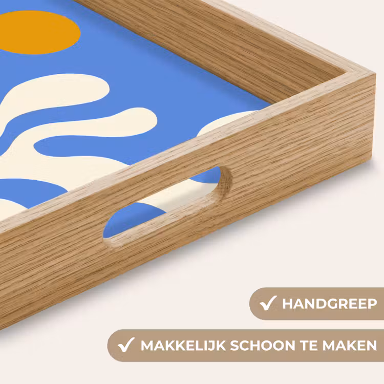 Minimalistisch - Organisch patroon - Blauw Dienblad Rechthoek middel -USP_HandgreepNL