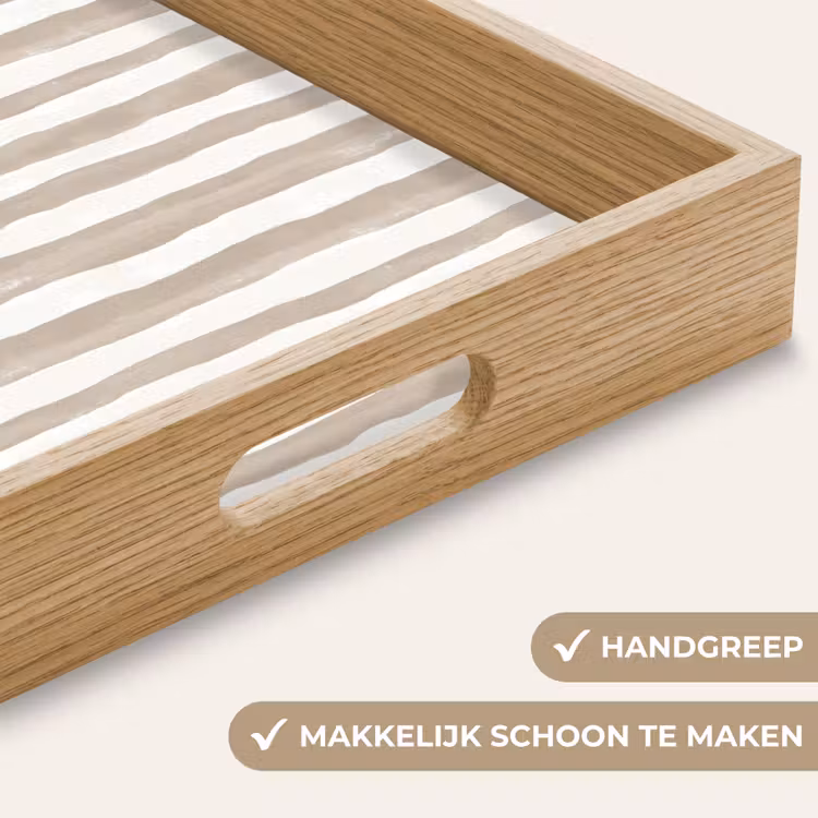 Minimalistisch - Strepen - Beige Dienblad Rechthoek middel 911 -USP_HandgreepNL