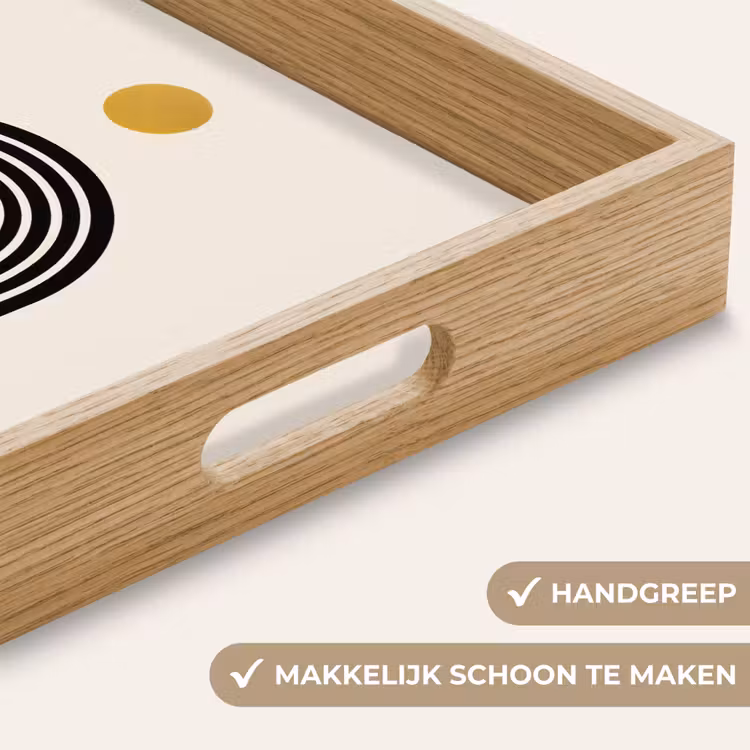 Minimalistisch - Zwarte boog - Gouden cirkel Dienblad Rechthoek middel -USP_HandgreepNL