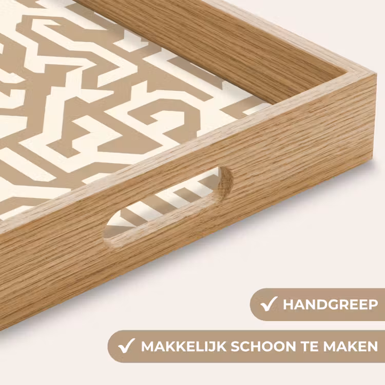 Modern - Abstract - Beige Dienblad Rechthoek middel 911 -USP_HandgreepNL