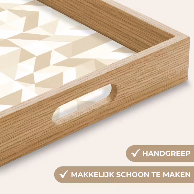 Modern - Abstract - Beige Dienblad Rechthoek middel 911 -USP_HandgreepNL
