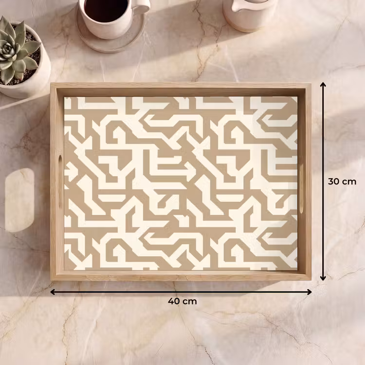 Modern - Abstract - Beige Dienblad Rechthoek middel 911 -USP_Formaat