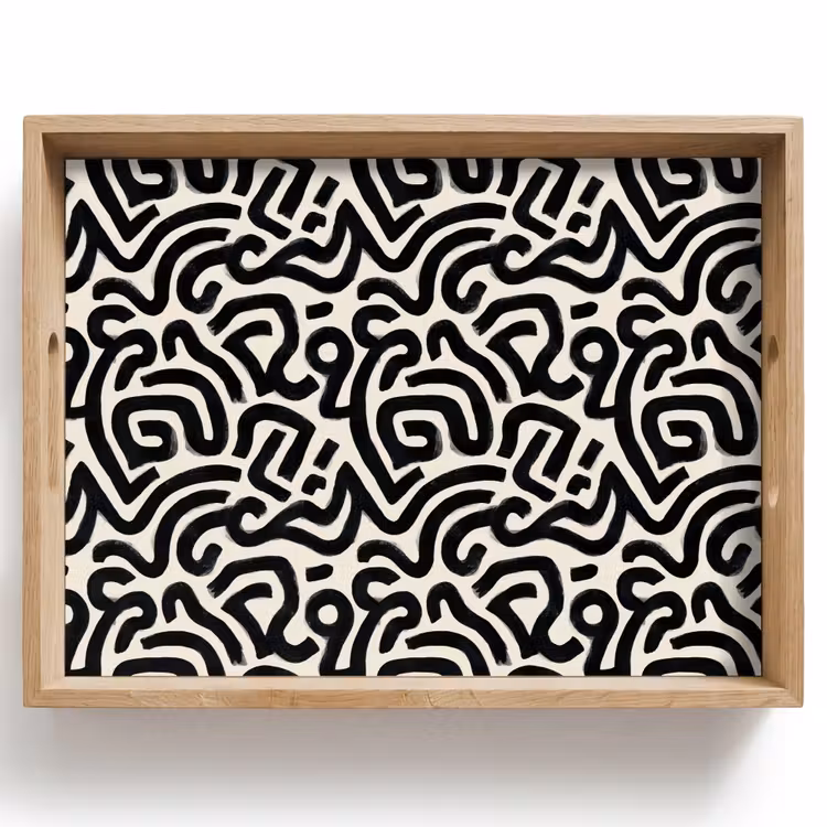 Modern - Abstract - Zwart Dienblad Rechthoek middel 911 -z3d_shopping