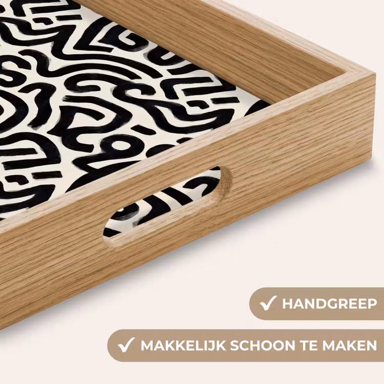 Modern - Abstract - Zwart Dienblad Rechthoek middel 911 -USP_HandgreepNL