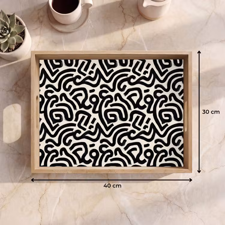 Modern - Abstract - Zwart Dienblad Rechthoek middel 911 -USP_Formaat