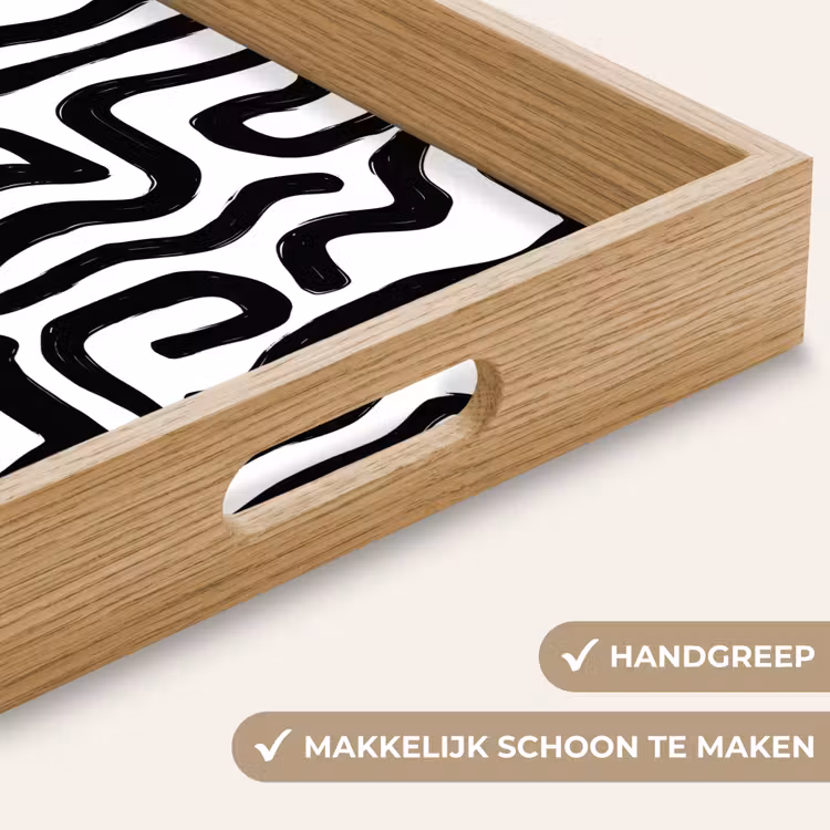 Modern - Lijnen - Zwart Dienblad Rechthoek middel 911 -USP_HandgreepNL