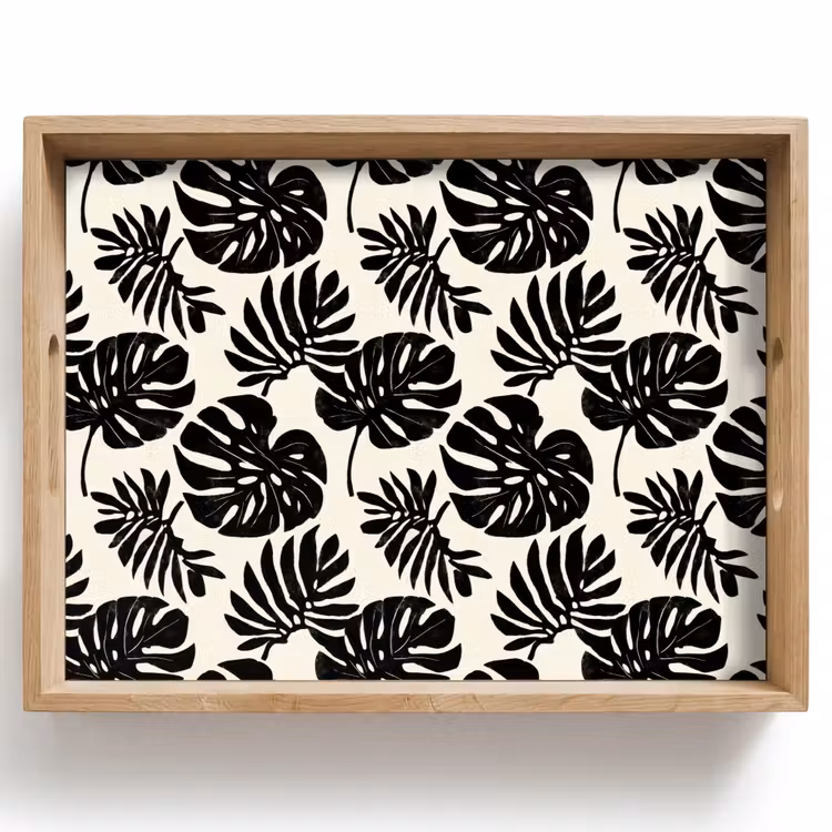 Modern - Monstera - Zwart Dienblad Rechthoek middel 911 -z3d_shopping