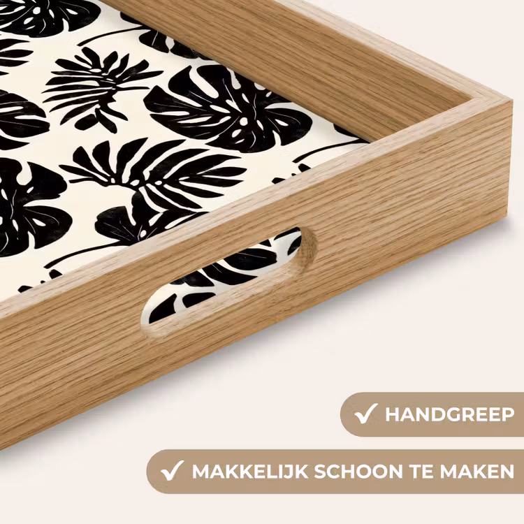 Modern - Monstera - Zwart Dienblad Rechthoek middel 911 -USP_HandgreepNL
