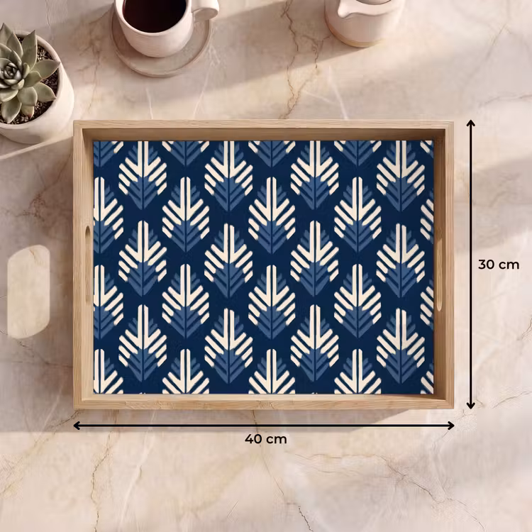 Modern - Patroon - Blauw Dienblad Rechthoek middel 911 -USP_Formaat