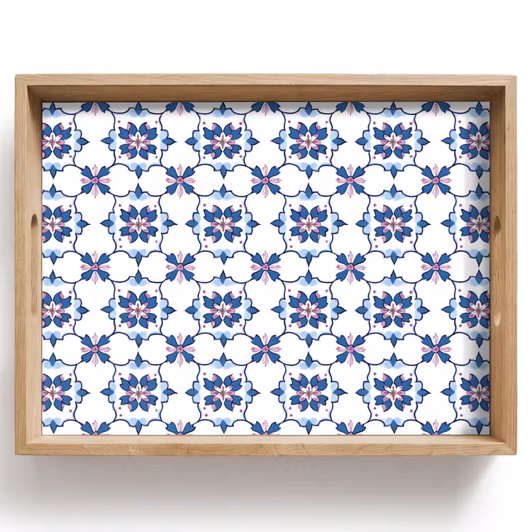 Modern - Patroon - Blauw - Roze Dienblad Rechthoek middel 911 -z3d_shopping