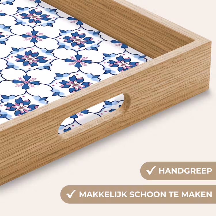 Modern - Patroon - Blauw - Roze Dienblad Rechthoek middel 911 -USP_HandgreepNL