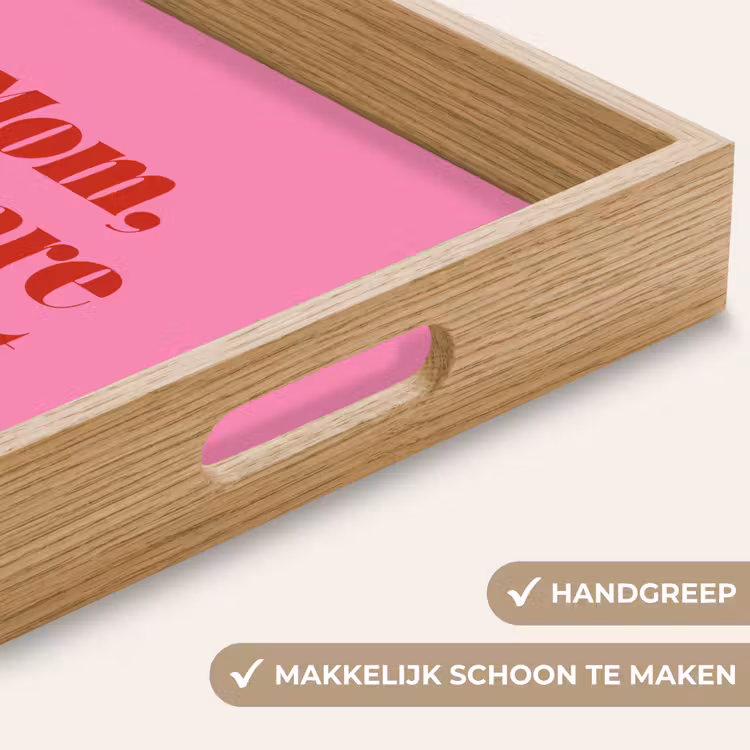 Moeder - Boodschap -Roze Dienblad Rechthoek middel -USP_HandgreepNL